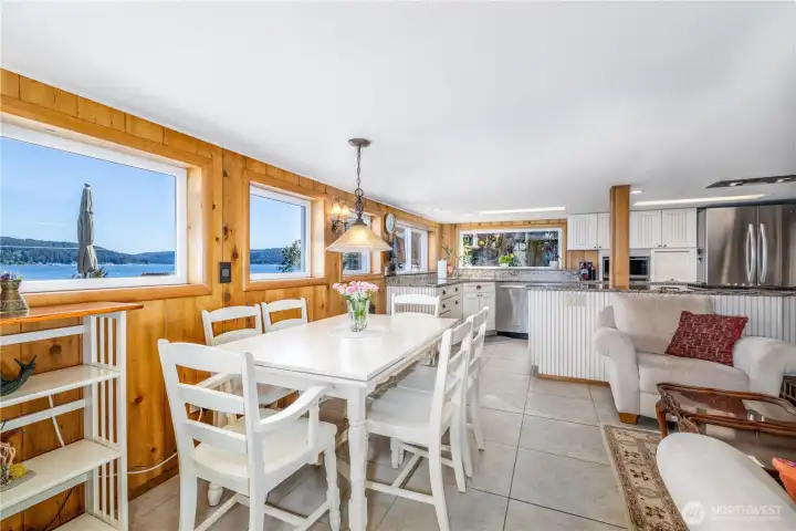 Kitchen, Dining Room and small sitting area lower level