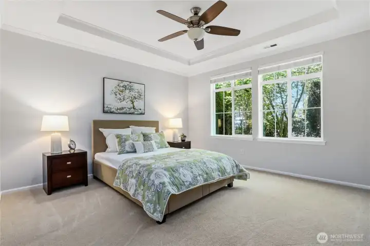 Large main floor prmary bedroom with walk in closet.