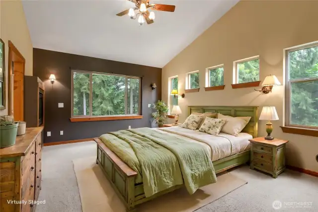 Virtually staged primary bedroom