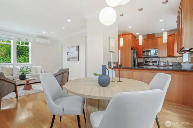 Dining room looking to kitchen & living room.