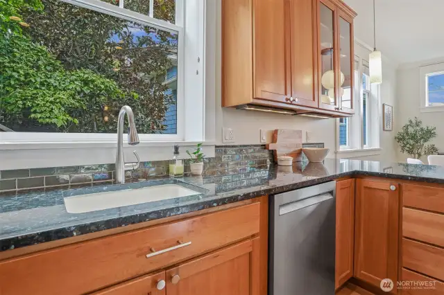 South facing over sink window.