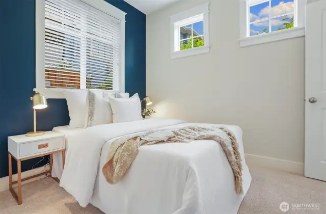 Lower level bedroom has both South & West facing windows.