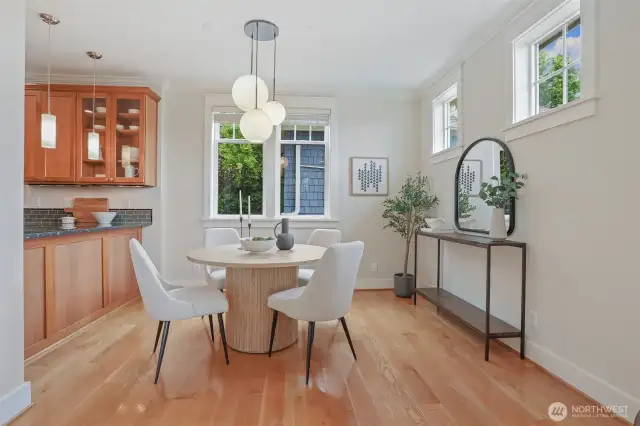 Light-filled dining room conveniently located just off kitchen.