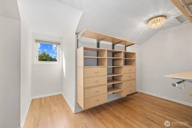 Huge walk-in closet could almost be another bedroom.