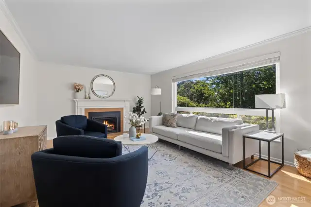 Classic features with hardwood floors and fireplace.