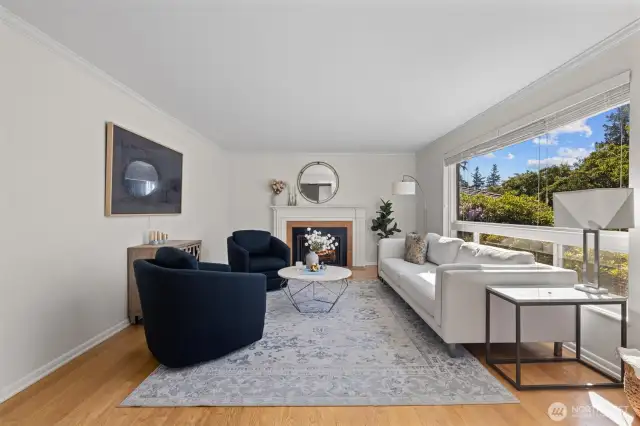 This is one of 2 fireplaces in the home.