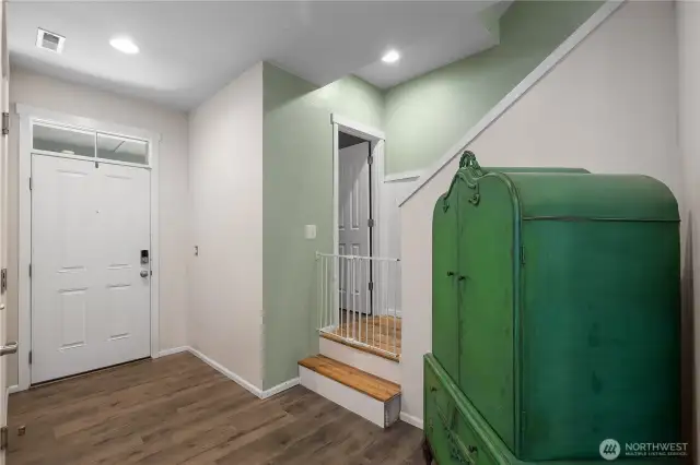 Entry space with room for cabinets, benches or whatever you desire.