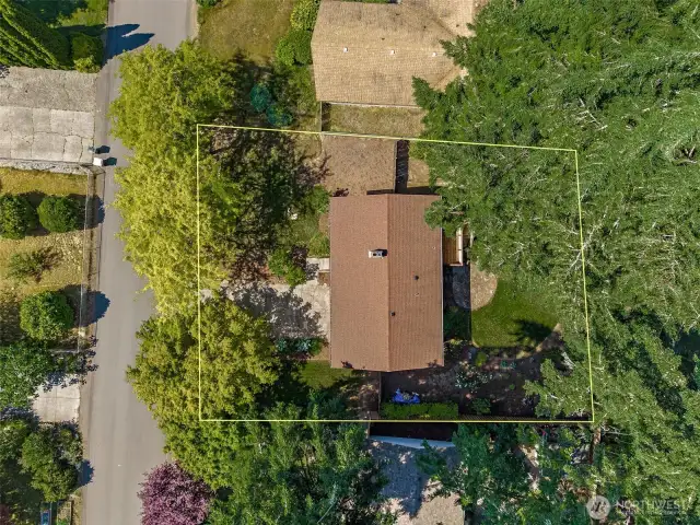 Overhead view of the property (lines are approximate).