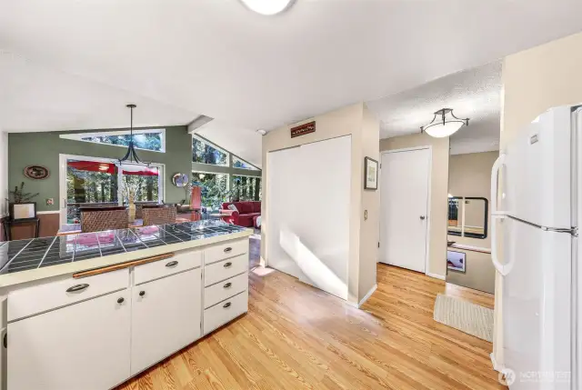 Full pantry with sliding doors and lots of counter space