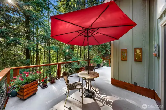 The deck located right off dining area is sun filled in the mornings, have your coffee filled with joy listening to the surrounding silence!