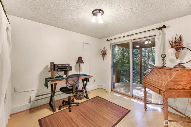 Bedroom 2 - lower level - Currently used as an office, sliding door to access covered patio