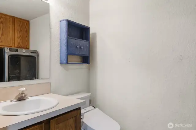 Half bath on main level is combined with laundry room. Bring your washer and dryer!