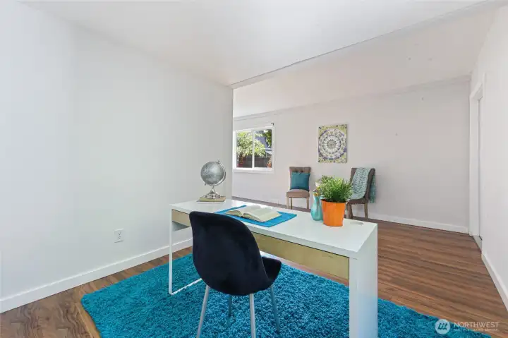 Studio in garage has a private entrance. This space has many options for use.