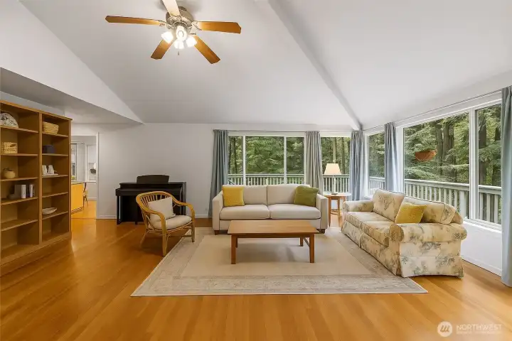 Virtual staging with wood flooring.