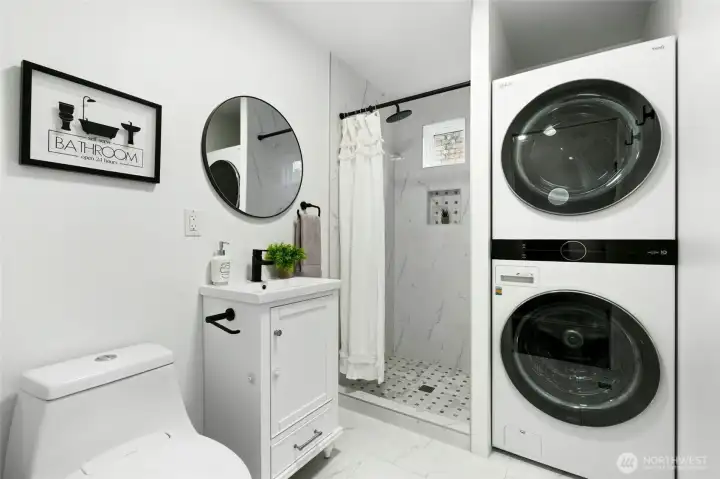 Updated 3/4 bath and washer/dryer room