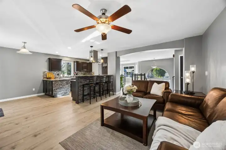 Bar height counters for expanded entertainment space