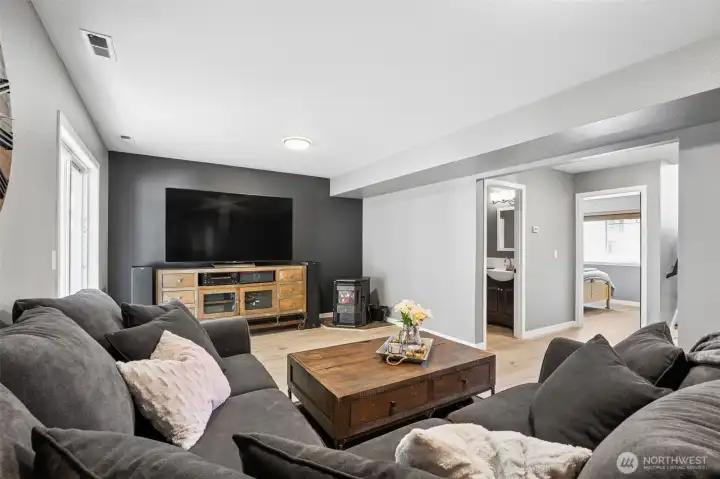 Lower Family Room with full bath and 2 additional bedrooms