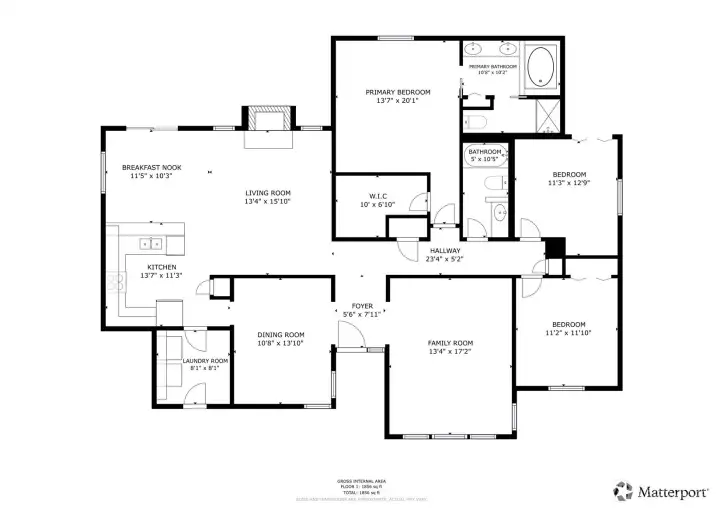 Floorplan for this 3 bedroom, 2 bathroom rambler in Kent