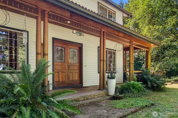 Double wooden doors for double welcome!