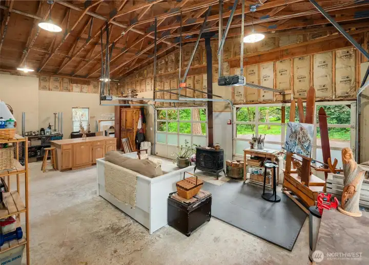 Huge studio space in the former garage. Use for any and all creative endeavors or convert back to parking!