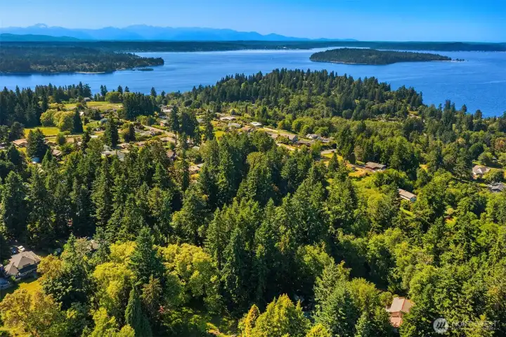 Home is located on the coveted north end of Vashon Island with easy access to Seattle via foot and car ferries.