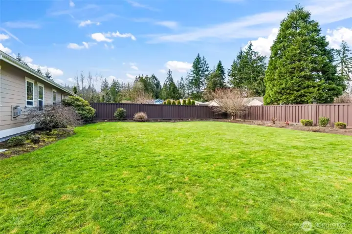 Entire backyard fenced and ready for your pups to enjoy! Garden beds anyone? Entire backyard fenced and ready for your pups to enjoy! Garden beds anyone?