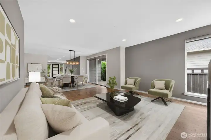 Virtually staged. Open-concept living encourages effortless entertaining.