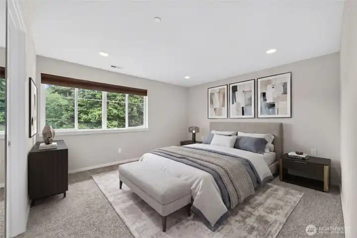 Virtually staged. Spacious primary suite designed as a private retreat.