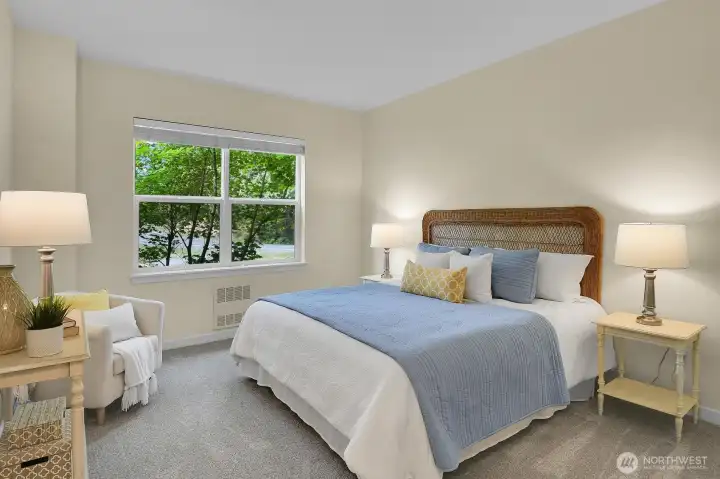 The primary suite is spacious, airy, and welcoming. The primary suite is spacious, airy, and welcoming.