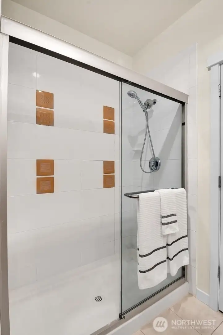 Primary suite 3/4 bathroom. Primary suite 3/4 bathroom.