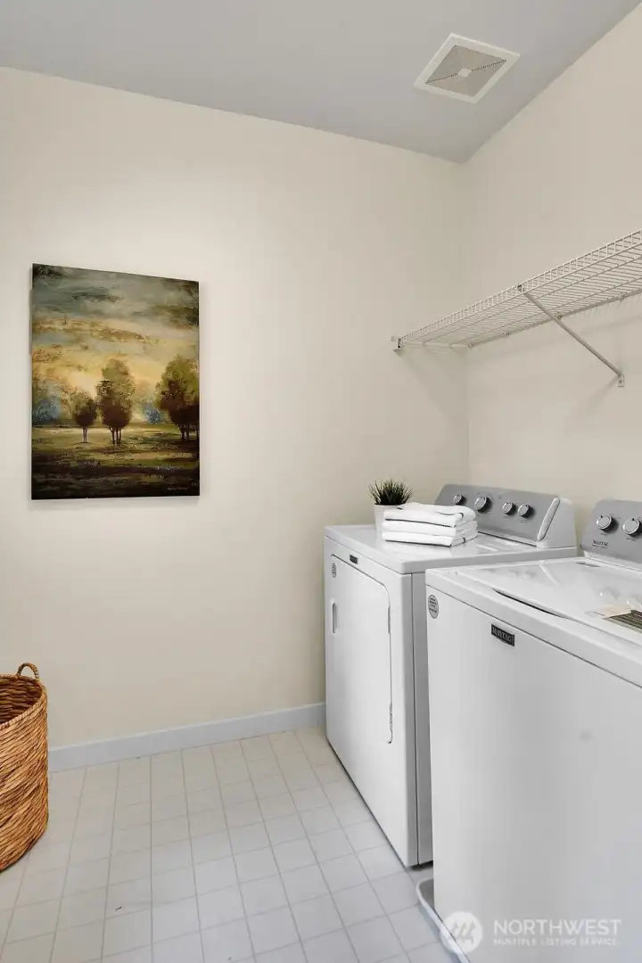 Enjoy the convenience of an upstairs laundry room just steps from the bedrooms. Enjoy the convenience of an upstairs laundry room just steps from the bedrooms.