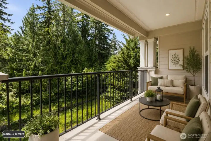 Virtually Staged  private covered outdoor space with territorial views