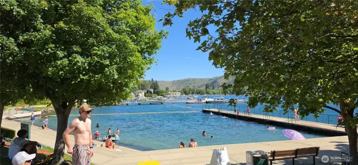 This is the best public sandy beach swimming area on Lake Chelan.