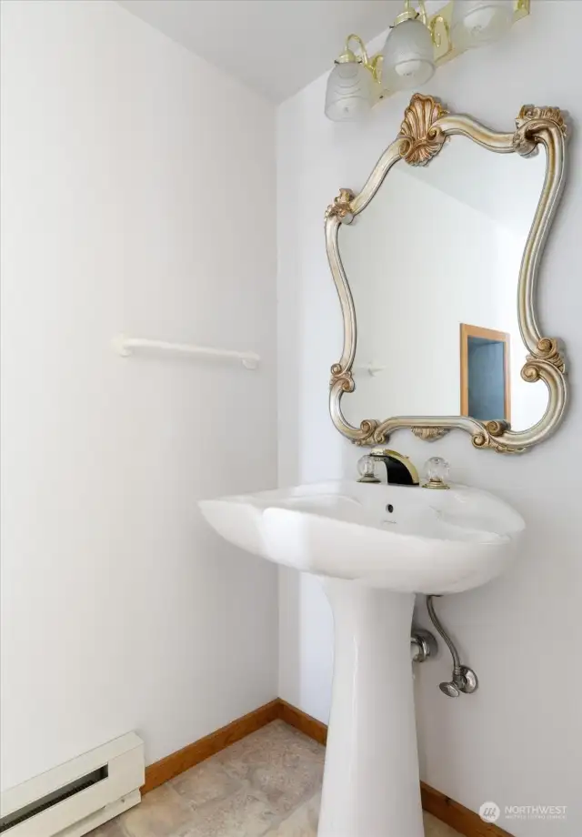 Powder room off of family room