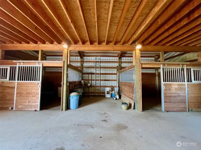 Two stalls and tack room in the middle