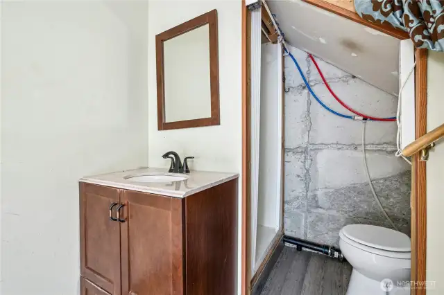 Garage has a bathroom attached