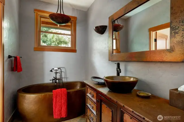 Handmade copper soaking tub