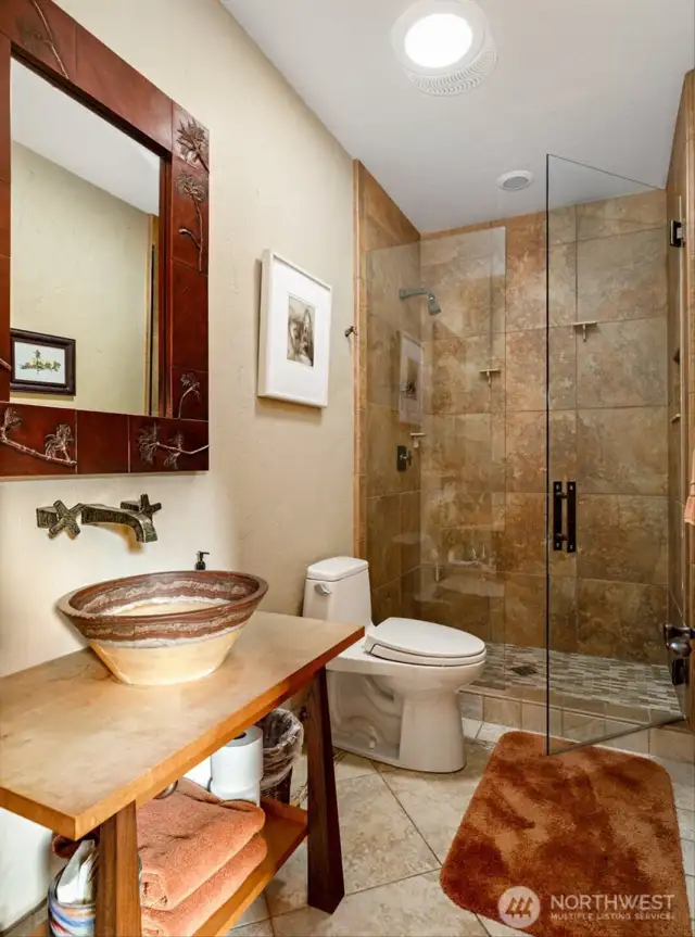 3/4 bath adjacent to third bedroom
