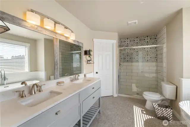 Fully updated bath off of Primary