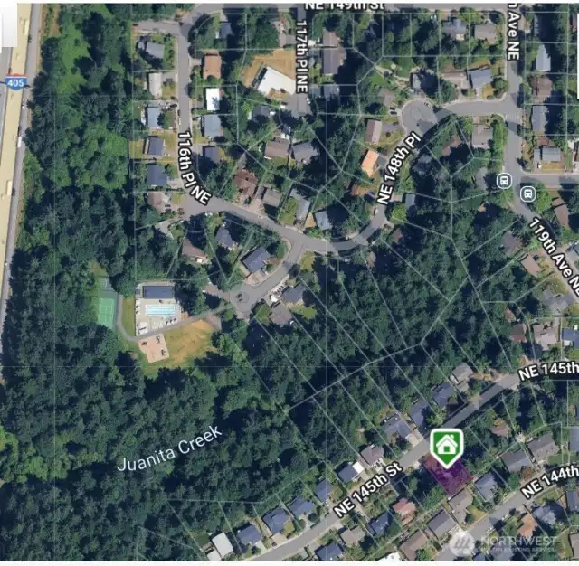 Proximity of the house to community pool.  There is a trail at the end of NE 145th St (dead end street) that takes you right to the play field.
