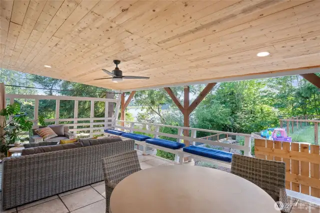 Covered deck for a year round outdoor escape