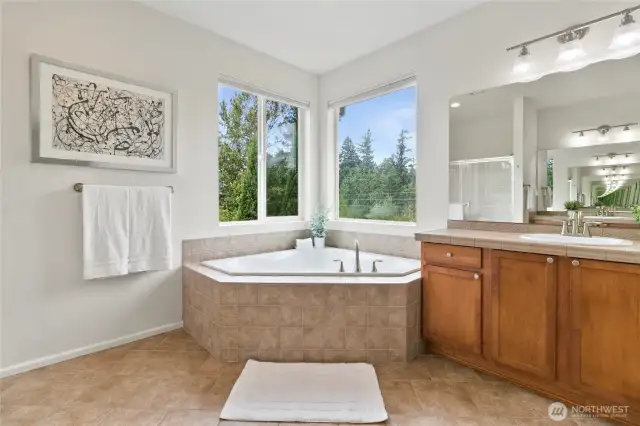 Soaking Tub in Primary Bathroom