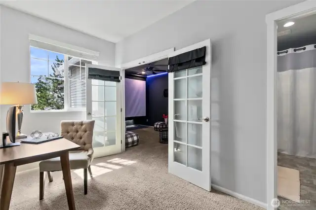 Double French door entry to Movie/Bonus Room