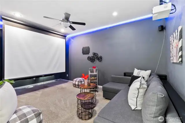 Currently used as a movie room, everything stays with home.