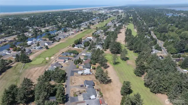 AREIAL VIEW OF THE GOLF COURSE AND DOWN TOWN SHOPPING!