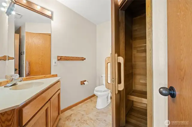 Lower bath and sauna