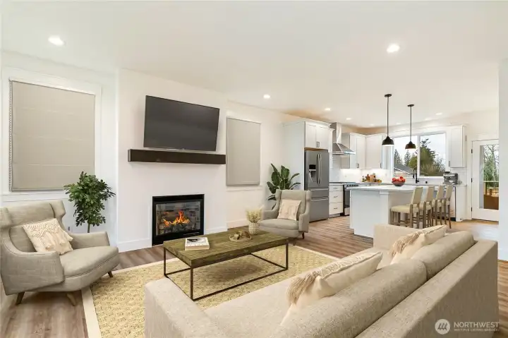 Digitally staged living room