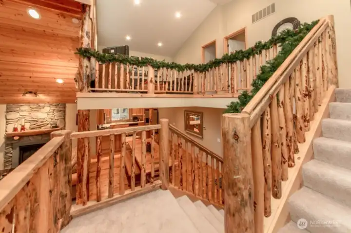 Beautiful log rail staircase
