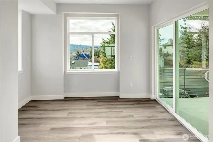 Cozy Dining Room With Covered Deck