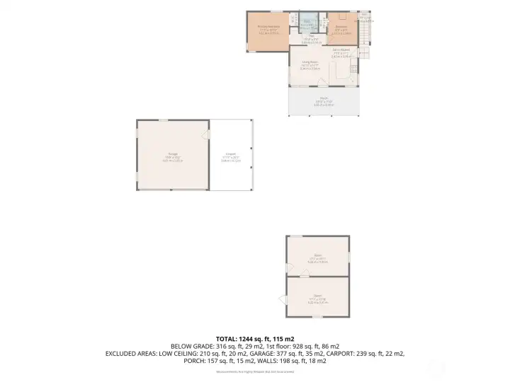 Cottage like small home with 2 detached garages